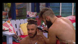 Paul shaves Paulie's hair