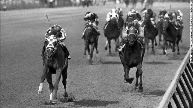 Secretariat winning the 1973 Preakness Stakes
