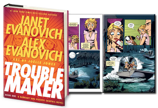 Cover and insert of Troublemaker #1 by Janet Evanovich