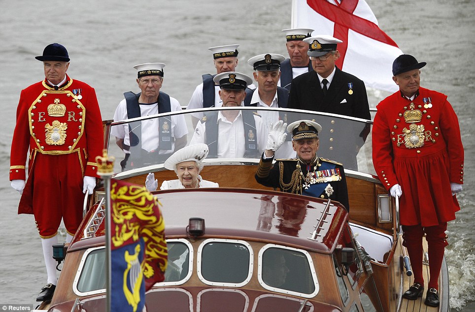 Queen Elizabeth and Prince Philip at Jubilee Flotilla